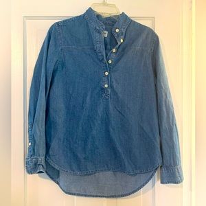 J. Crew cotton denim chambray tunic top blouse shirt